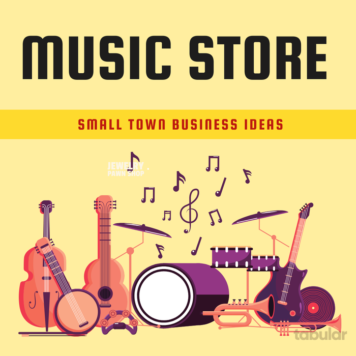 Small town business: music store.